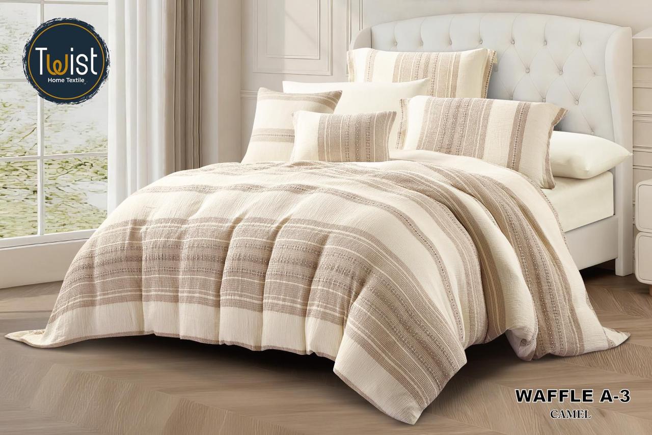 كفر سرير مجوز Waffle A-3 camel